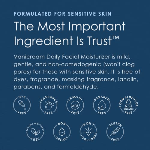 Hidratante Facial Diário com Ceramidas e Ácido Hialurônico – Fórmula sem Irritantes Comuns para Peles Sensíveis, 90 ml (1 unidade) - Vanicream