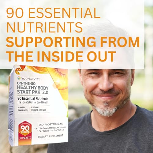 On-The-Go Healthy Body Start Pak 2.0 – Inclui Multi-Vitaminas, Minerais, EFAs | Embalagem Prática | Marca Youngevity - Youngevity