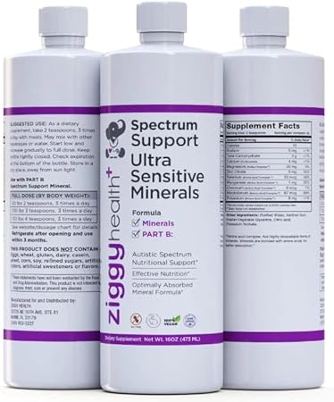 ZIGGYHEALTH - Spectrum Support Ultra Sensível – Fórmula Líquida de Minerais para Crianças e Adultos – Marca Spectrum Support