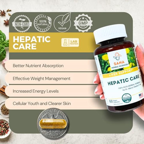 Sana Herbal Sciences - Sana Herbal – Limpeza do Fígado com 3 Elementos – 100% Natural – 60 cápsulas