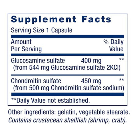 Cápsulas de Glucosamina/Condroitina para Articulações e Cartilagem Saudáveis, Sem OGM, Sem Glúten, 100 Cápsulas - Life Extension