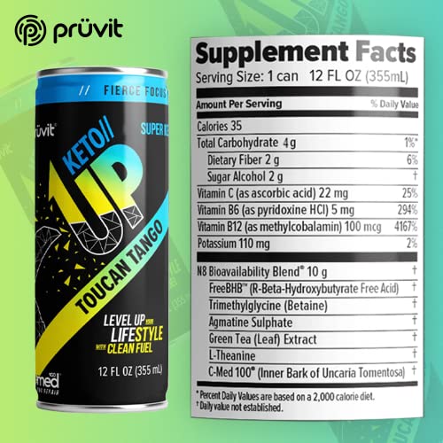 PRÜVIT - Toucan Tango Keto//Up® Drink – Bebida Pronta para Consumo com Cetonas para Foco para Homens e Mulheres – 12 Pack