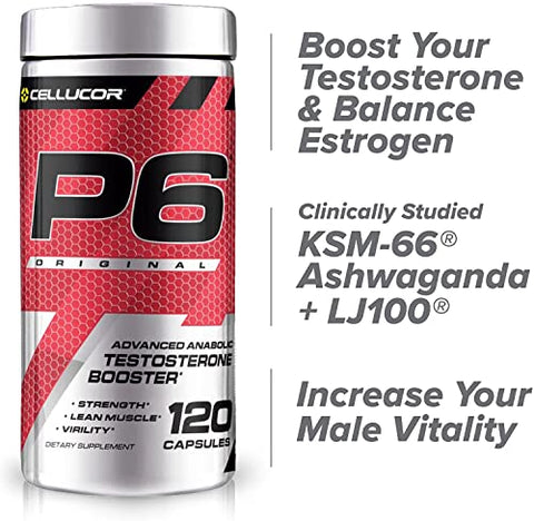 P6 Original – Suporte Avançado para Homens, Construa Força Anabólica Avançada – 60 cápsulas - Cellucor
