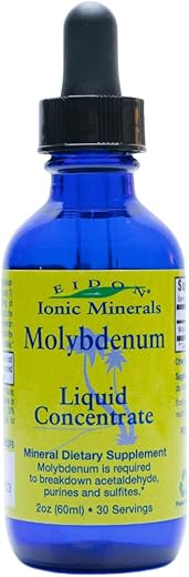 Molybdenum Líquido, Gotas de Molybdenum, Natural, Sem Açúcares Adicionados, Suporta Processos Biológicos, Suplementos Minerais, 60 ml - Eidon Ionic Minerals