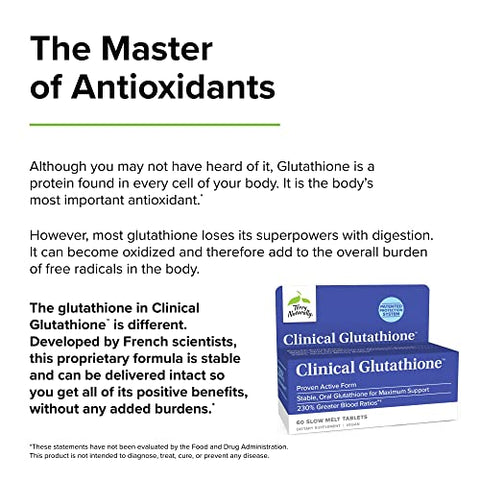 Clinical Glutathione – 60 Tabletes Slow Melt – 300 mg L-Glutathione Estável – Não-OGM, Vegano, Sem Glúten – 30 Porções - Terry Naturally