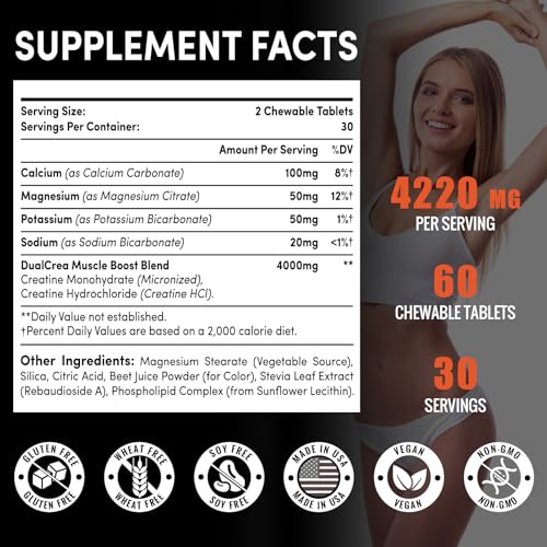 Zeylamum - Tabletes de Creatina Mastigáveis para Homens – Aumente sua Performance Muscular com Creatina em Tabletes – Marca Líder em Suplementos