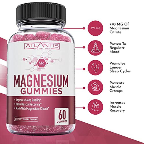 Atlantis Nutrition - Gomas de Magnésio – 770 MG Citrato de Magnésio – Promove Calma