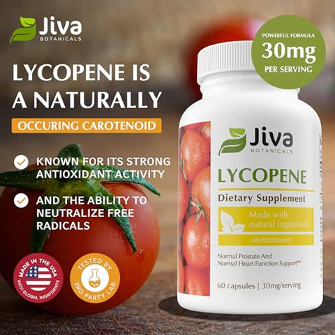 Suplemento de Licopeno 30mg – Suporte Antioxidante do Extrato de Tomate – 60 Cápsulas Veganas - Jiva Botanicals