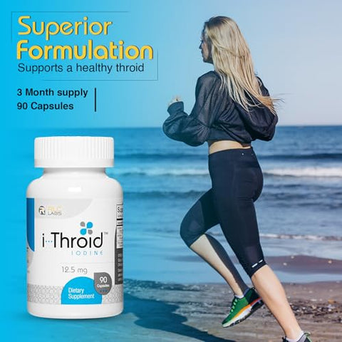 RLC Labs - Suplemento RLC, i-Throid 12,5 mg, Iodeto e Iodeto para Suporte à Saúde da Tireoide e Equilíbrio Hormonal, 90 cápsulas (90 porções)