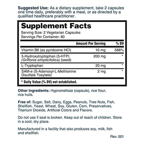 Nature's Lab - Nature’s Lab 5-HTP Plus 200mg – Suporte para Relaxamento e Humor Saudável – 120 Cápsulas