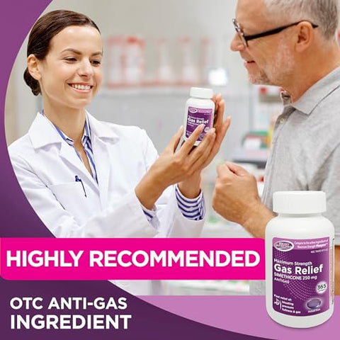RIGHT REMEDIES - Alívio Máximo de Gases, Simeticona 250 mg, (365 Softgels), Rápido Alívio de Gases, Inchaço, Plenitude, Desconforto Doloroso, Comparado ao Ingrediente Ativo de Máxima Força Phazyme