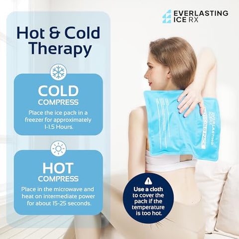 Everlasting Ice RX - Pacote de Gelo Reutilizável para Lesões | 11″ x 14.5″ – 2 Pacotes XL | Quente