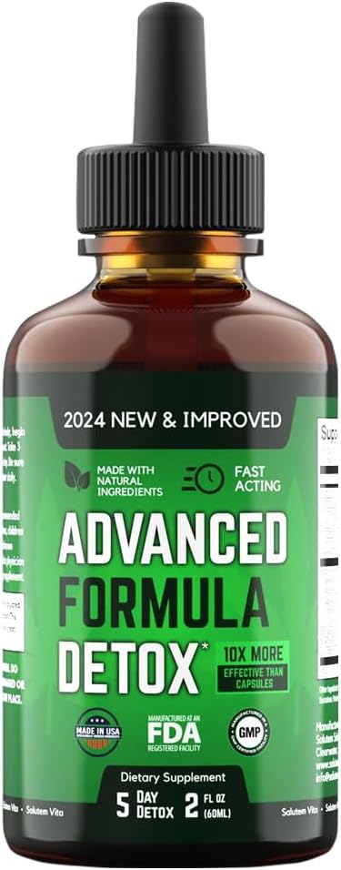 Liquid Advanced Formula Detox – Desintoxique e Revitalize: Suplemento Líquido para Limpeza Total do Corpo – Remoção de Toxinas – 1 Pacote – 60 ml (20 g) - Salutem Vita
