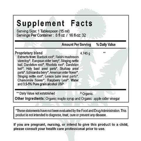 Maine Medicinals - Detox Orgânico para Fígado e Rim com Adaptógenos 240 ml (16 Porções) Certificado Orgânico USDA