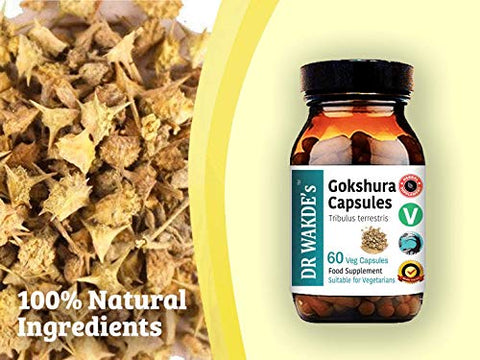 DR WAKDE's - DR WAKDE’S Gokshura Capsules – 60 Cápsulas Vegetais, Suplemento à Base de Plantas, Erva Ayurvédica, Natural e Vegano