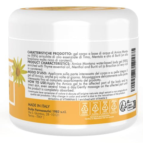 DULÀC FARMACEUTICI 1982 - Dulàc – Gel de Arnica para Hematomas e Inchaços Máxima Potência (98%) 500ml para Alívio Muscular e Articular, Efeito Refrescante, Testado Dermatologicamente e 98% Natural – Fabricado na Itália