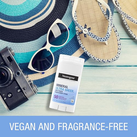 Stick Protetor Solar Mineral Ultra Sheer Dry Touch FPS 50 para Pele Sensível, Rosto – 50g - Neutrogena