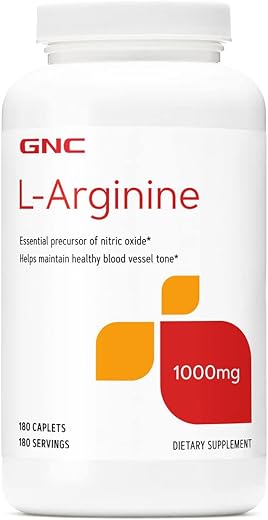 L-Arginine 1000mg: Aumenta a Produção de Óxido Nítrico – 180 Cápsulas - GNC