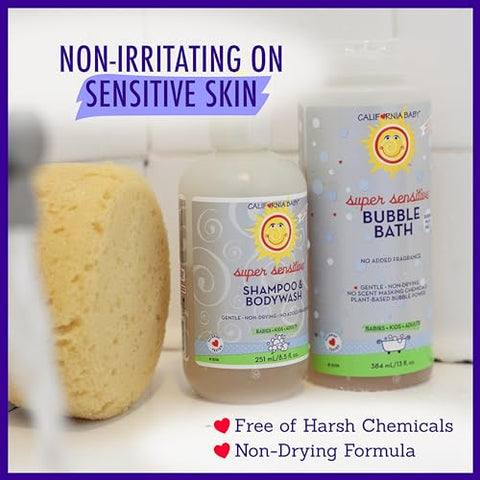 Super Sensitive Bubble Bath | Sem Fragrância Adicionada | Ingredientes 100% Vegetais (Certificado pelo USDA) | Amigável para Alergias | Bebês, Adultos | 100ml - California Baby