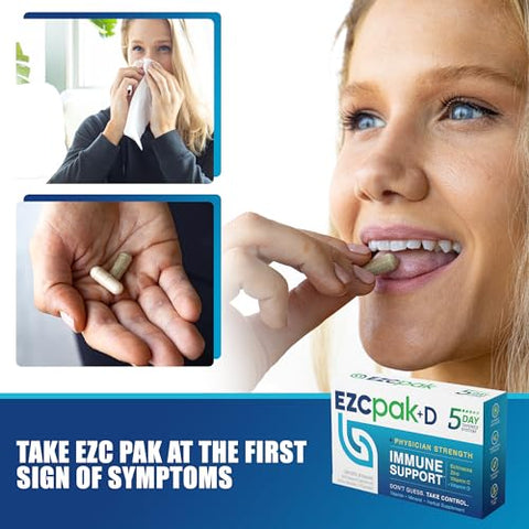 D – Reforço do Sistema Imunológico em 5 Dias – Suplemento de Suporte Imunológico com Vitamina C, Equinácea e Zinco - EZC Pak