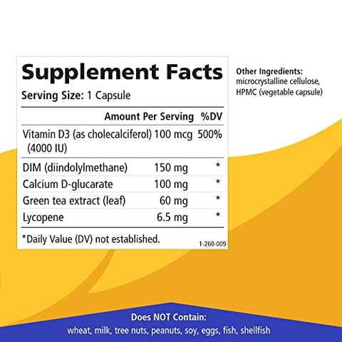 PURE ESSENCE LABS - Pure Essence – Breast D: Equilíbrio de Estrogênio, Acne Hormonal e Suporte para Menopausa com Vitamina D3, Cálcio e Chá Verde