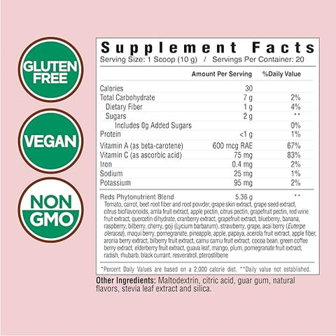 Super Reds: Energizante Superfood de Polifenóis, Mais de 40 Frutas e Bagas Super Poderosas, Antioxidantes e Polifenóis Potentes, Suporta Energia e Circulação, 40g - COUNTRY FARMS
