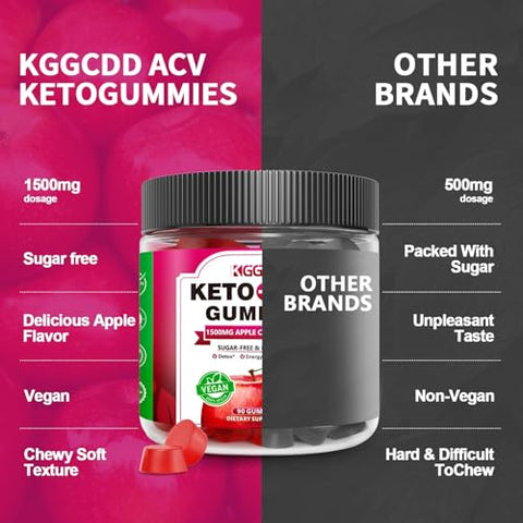 KGGCDD - 90 Gomas de Vinagre de Maçã Keto Sem Açúcar com B6 – Marca em Destaque