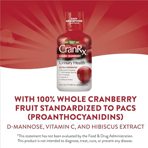 Nature's Way - Nature’s Way CranRx Extra Strength Cranberry 1,000 mg, D-Mannose Vit C Hibiscus – 473 ml