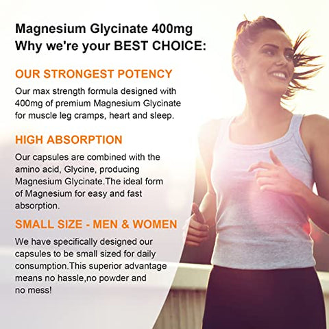 Alliwise - Magnésio Suplemento Softgels, Absorção Fácil Magnésio Glicinato 400mg com Vitamina B6, D3, Alta Biodisponibilidade Magnésio para Sono