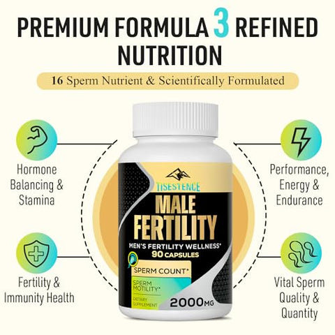 Neusupp - Suplementos de Fertilidade Masculina – Vitaminas Pré-Natais para Homens – Contagem, Motilidade e Força Ótimas de Espermatozoides – Suplementos de Fertilidade Masculina de 2000MG com Raiz de Maca, Zinco