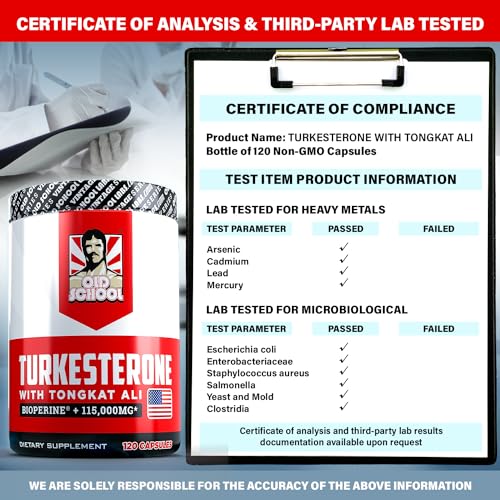 Old School Labs - Turkesterone 15,000mg [Potência Máxima] BioPerine® para Alta Absorção com Tongkat Ali – Aumente o Crescimento Muscular Magro