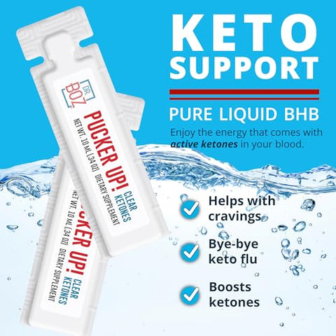 Pucker UP! Clear Ketones – 20 Porções – BHB Líquido Puro – Ação Rápida – Aumente a Energia - Dr. Boz