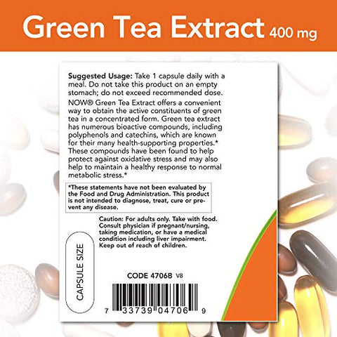 Suplementos, Extrato de Chá Verde 400 mg com Vitamina C para Proteção Dietética e Celular, 250 Cápsulas Vegetais - NOW Foods