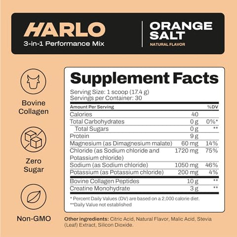 Mistura de Bebida Eletrolítica de Sal de Laranja com Colágeno Bovino – 500g - Harlo