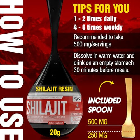agobi - Shilajit Puro do Himalaia – 2 Pacotes 20g Resina Orgânica com 85 Minerais Traços, Ácido Fúlvico, Ácido Húmico – Suporte à Produção de Energia, Sistema Imunológico