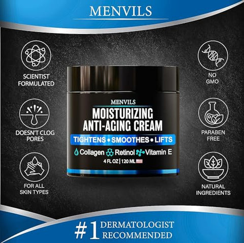 Menvils - (2 Unidades) Creme Hidratante Facial para Homens – Anti Envelhecimento
