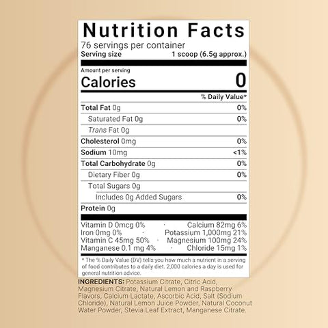 NatureBell - Pó de Eletrólitos Sem Açúcar, 72 Porções | Pó de Hidratação Rápida Keto – 1000mg de Potássio, Minerais de Alta Qualidade