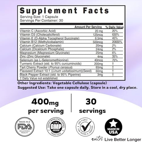 Nature's Fusions - LupuEase – Multivitamínicos para Alívio do Lúpus – Vitamina C, D3, E, B12, Extrato de Cúrcuma Curcumina (std. 95% curcuminoides) – Ácidos Graxos Ômega 3 – Fornecimento de 30 Dias