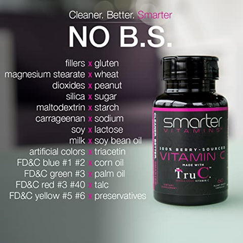 SmarterVitamins - Vitamina C Natural de Alimentos Integrais Inteligentes para Suporte Imunológico, Antioxidantes Premium, Bioflavonoides – Marca: Smarter
