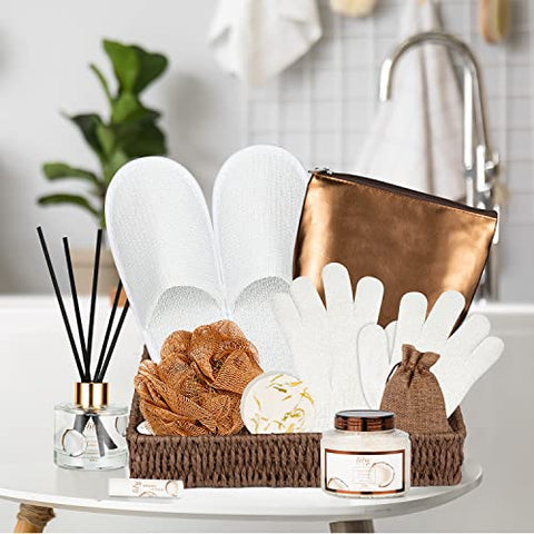 LILY ROY - Conjunto de Presente Spa de Banho 17 peças para Mulheres – Cesta de Presentes de Banho e Corpo para o Dia dos Pais e das Mães – Conjunto de Presente de Spa para Homens para o Natal – Presentes de Aniversário – Cuidados com a Pele – Banho Spa
