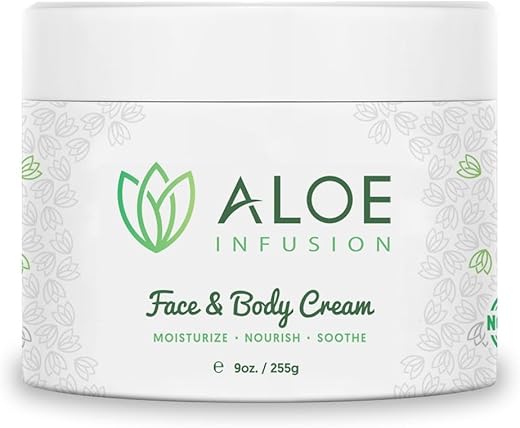 Aloe Infusion - Creme Hidratante Corporal e Facial – Cuidados com a Pele Seca, Rugas, Cicatrizes de Acne, Rosácea, Psoríase e Eczema – Loção Natural com Aloe Vera Orgânica – Para Homens – 100g