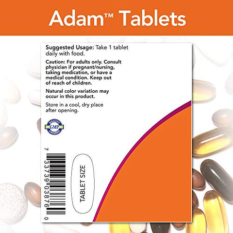 Suplementos, ADAM™ Multivitamínico Masculino com Saw Palmetto, Licopeno, Ácido Alfa Lipóico e CoQ10, Além de Resveratrol Natural - NOW Foods