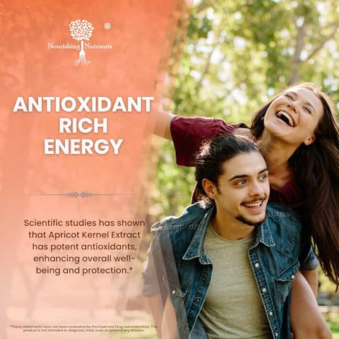 Nourishing Nutrients - Extrato de Sementes de Damasco Orgânicas – Núcleo Puro 500mg – Antioxidante, Apoio à Saúde das Articulações e Intestinal