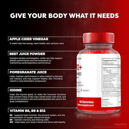 NutraRize - (3 Pacotes) Gomas Kinect Peak Keto ACV, Suplemento KinectPeak Keto ACV, Keto Natural com Vinagre de Maçã, Fórmula Premium 1000MG com Vitaminas, Oficial Gomitas