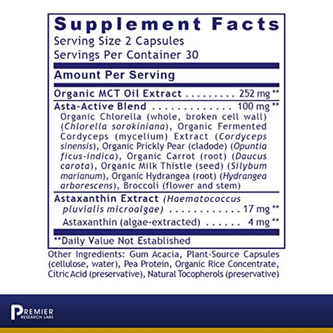 Astaxantina Complexa – Suplemento de Astaxantina, 4mg por Cápsula, Fonte de Algas, Suporte Antioxidante para Mulheres - Premier Research Labs