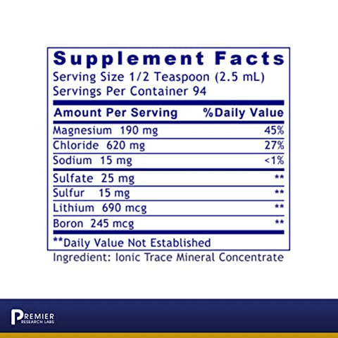 Premier Research Labs - Premier Research Premier pH Minerals – Concentrado Líquido de Amplo Espectro de Minerais do Grande Lago Salgado de Utah, 235 ml