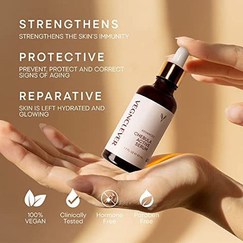Vegnclever - Chebula Active Serum para o Rosto – Serum Antioxidante Anti-Envelhecimento com Ácido Hialurônico e Vitamina C – Hidratante  Chebula