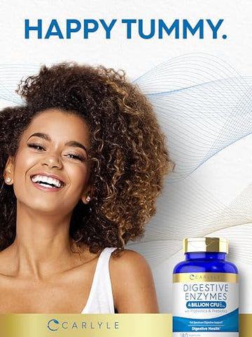 Enzimas Digestivas | com Probióticos | 60 cápsulas | 500mg - Carlyle