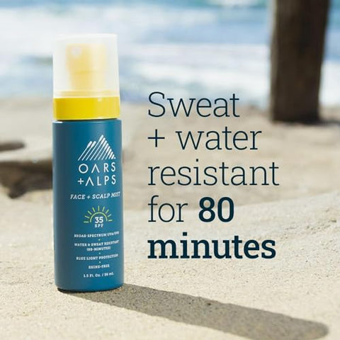 Oars + Alps - Oars Alps Face and Scalp Mist FPS 35, Proteção contra Luz Azul, Fragrância Verão Refrescante, Resistente à Água e Suor, 45 ml, 2 Unidades