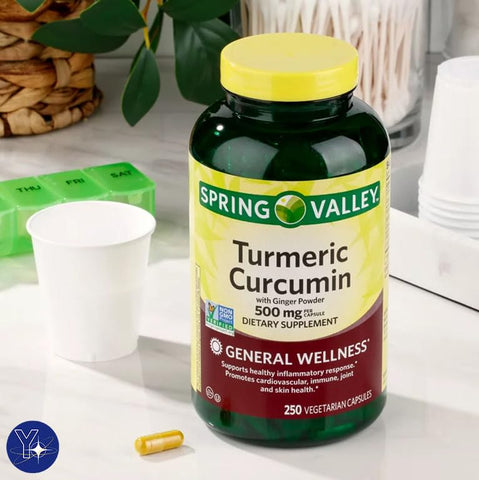 Cápsulas de Cúrcuma Curcumina com Pó de Gengibre para Bem-Estar Geral – 250 Unidades de 500 mg – Presente de Marcador de Página - YOLOMOLO